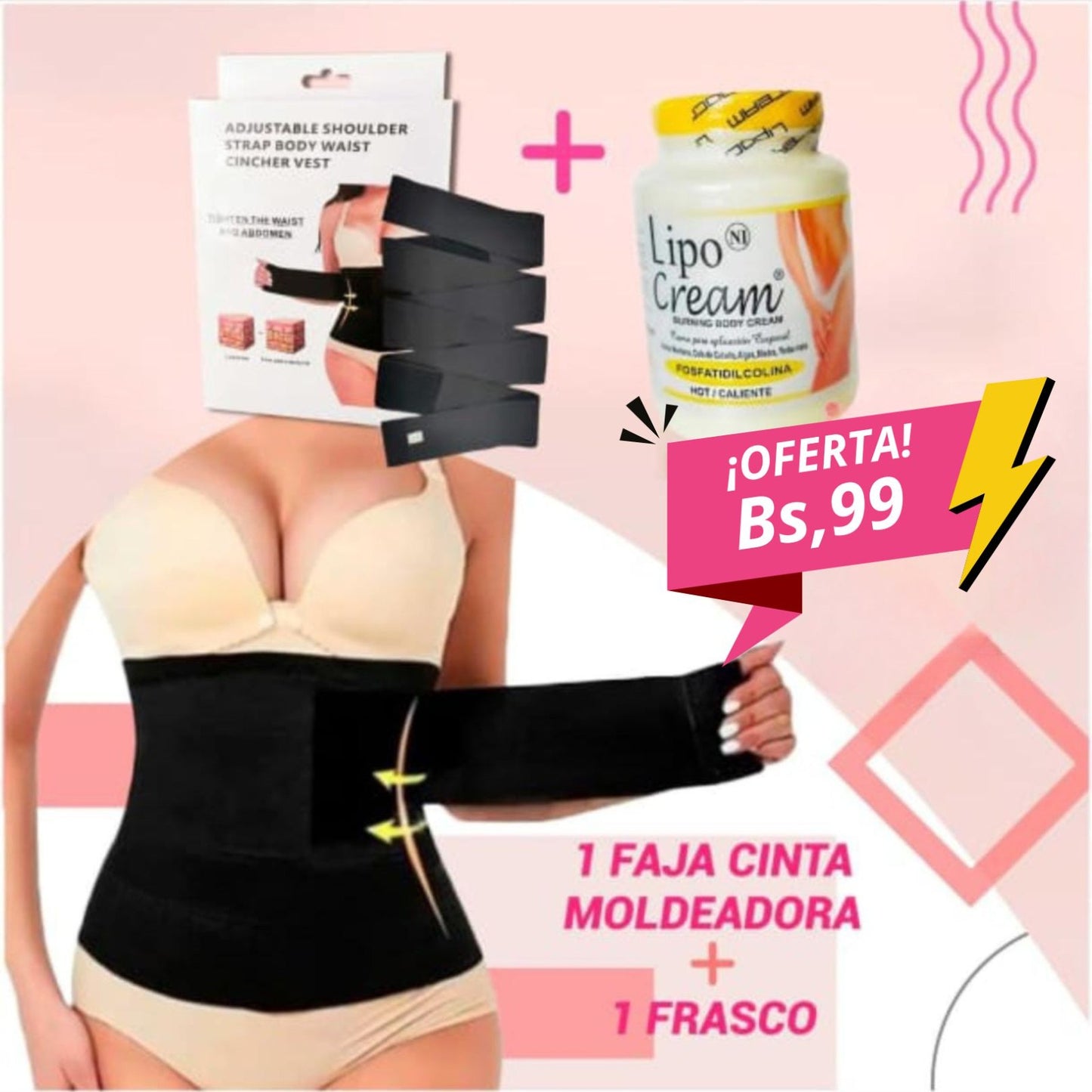 Cinta Reductora + crema Lipocream SUPER COMBO