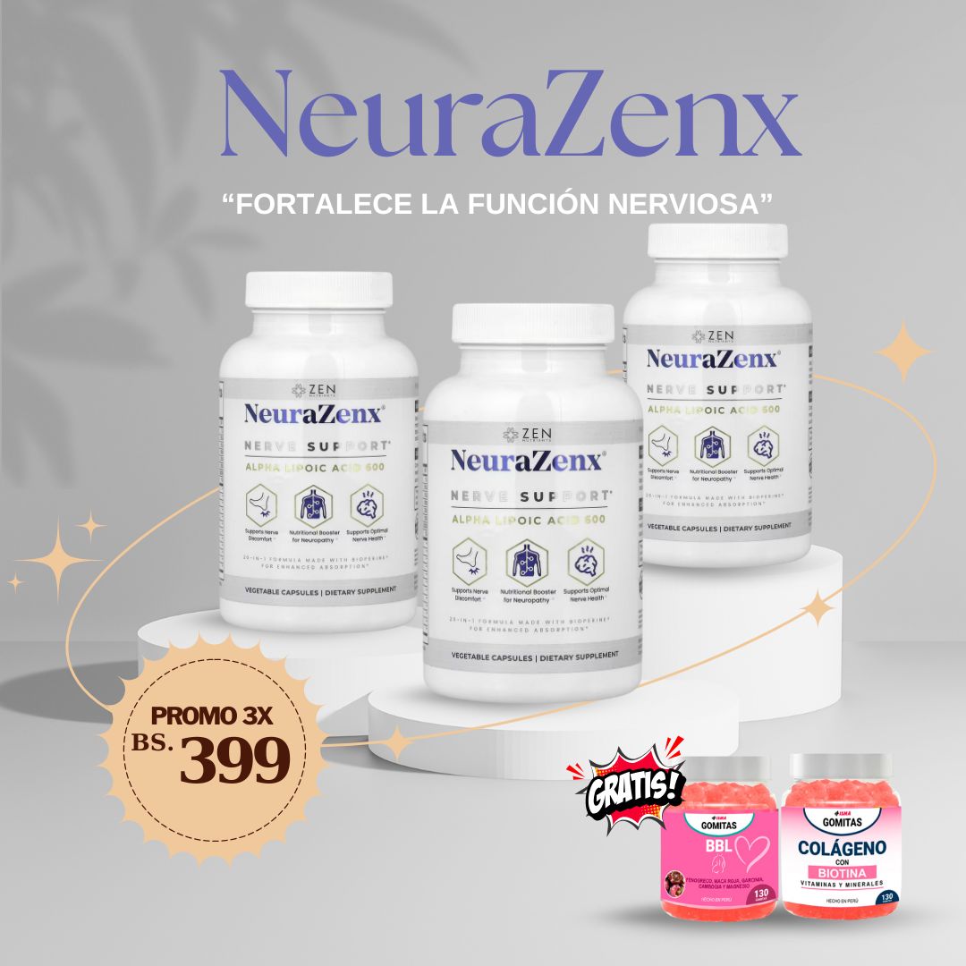 PROMO X3 NeuraZenx soporte nervioso + regalo 2 frascos de gomitas funcionales