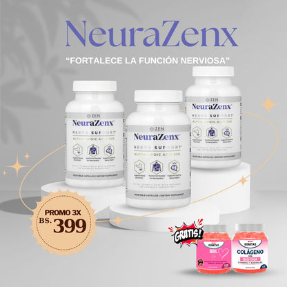 PROMO X3 NeuraZenx soporte nervioso + regalo 2 frascos de gomitas funcionales