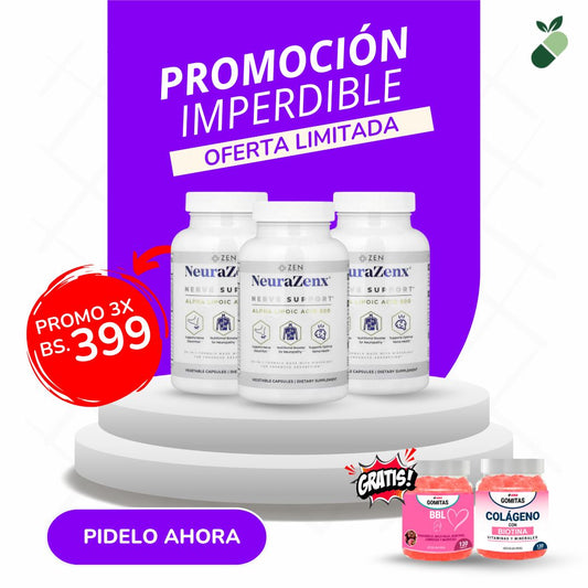 PROMO X3 NeuraZenx soporte nervioso + regalo 2 frascos de gomitas funcionales